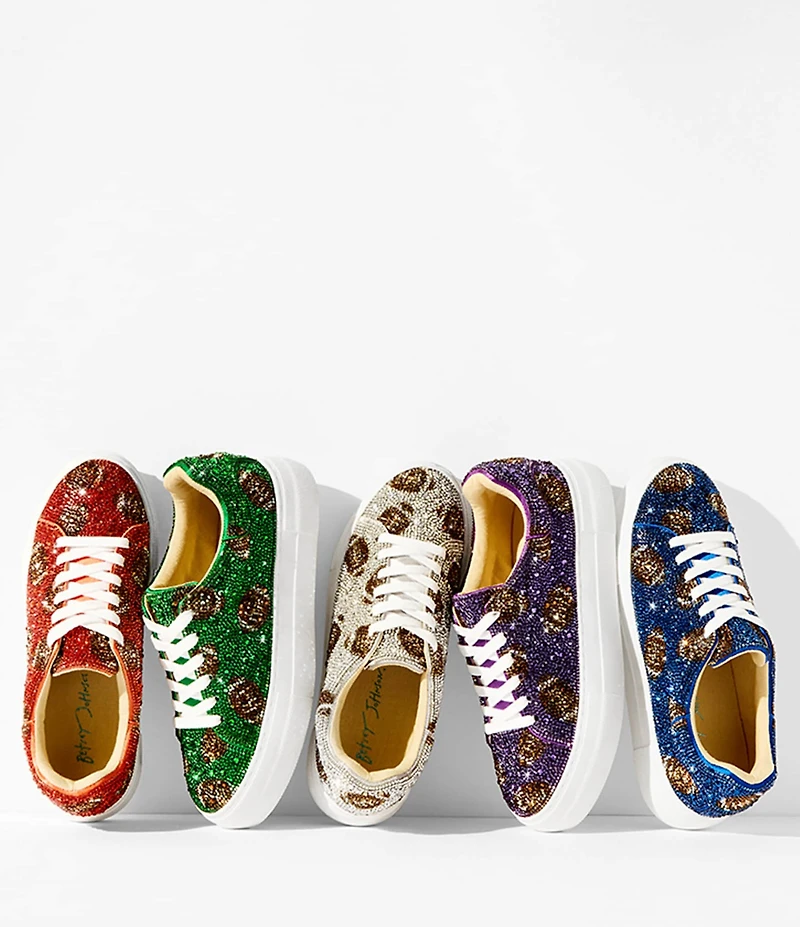 Blue by Betsey Johnson Sidny Football Print Rhinestone Platform Sneakers