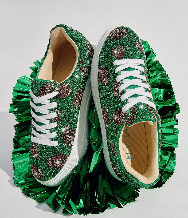 Blue by Betsey Johnson Sidny Football Print Rhinestone Platform Sneakers