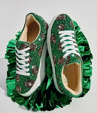 Blue by Betsey Johnson Sidny Football Print Rhinestone Platform Sneakers