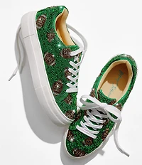 Blue by Betsey Johnson Sidny Football Print Rhinestone Platform Sneakers