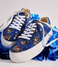 Blue by Betsey Johnson Sidny Football Print Rhinestone Platform Sneakers