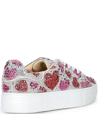 Blue by Betsey Johnson Sidny Heart Print Rhinestone Platform Sneakers
