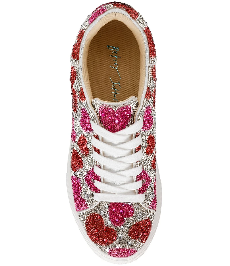 Blue by Betsey Johnson Sidny Heart Print Rhinestone Platform Sneakers