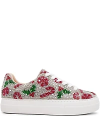 Blue by Betsey Johnson Sidny Holiday Holly Print Rhinestone Platform Sneakers