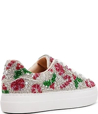 Blue by Betsey Johnson Sidny Holiday Holly Print Rhinestone Platform Sneakers
