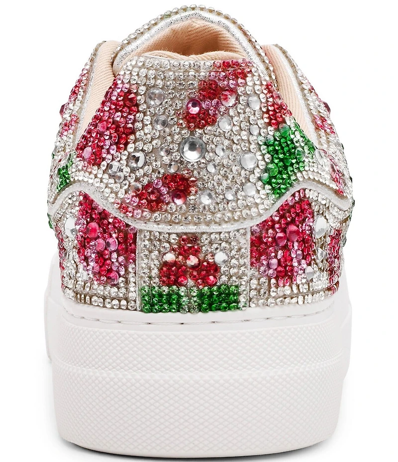 Blue by Betsey Johnson Sidny Holiday Holly Print Rhinestone Platform Sneakers