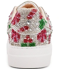 Blue by Betsey Johnson Sidny Holiday Holly Print Rhinestone Platform Sneakers