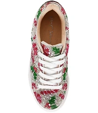 Blue by Betsey Johnson Sidny Holiday Holly Print Rhinestone Platform Sneakers
