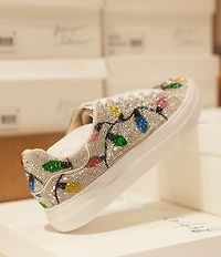 Blue by Betsey Johnson Sidny Holiday Lights Print Rhinestone Platform Sneakers