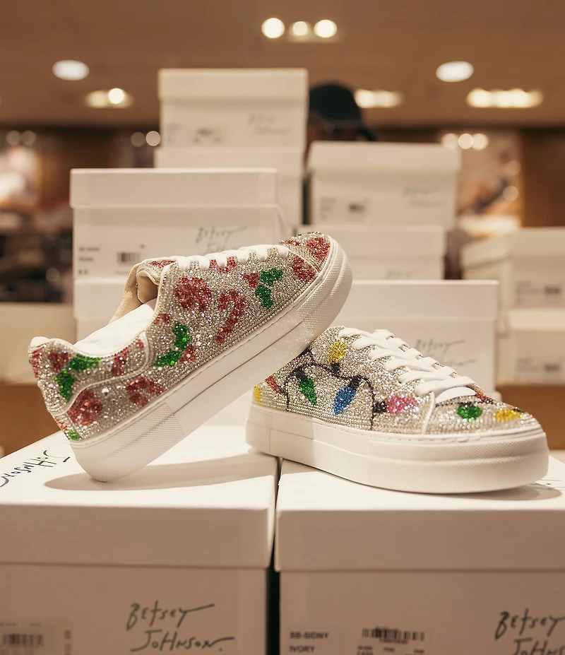 Blue by Betsey Johnson Sidny Holiday Lights Print Rhinestone Platform Sneakers