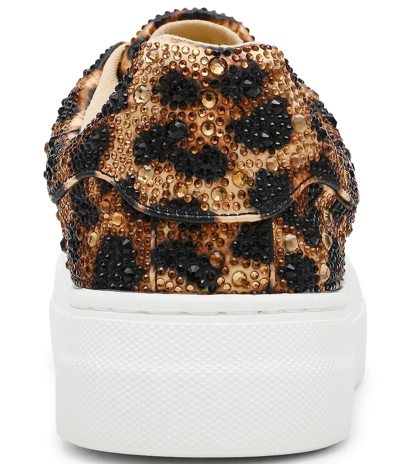 Blue by Betsey Johnson Sidny Leopard Print Rhinestone Embellished Platform Sneakers