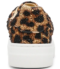 Blue by Betsey Johnson Sidny Leopard Print Rhinestone Embellished Platform Sneakers