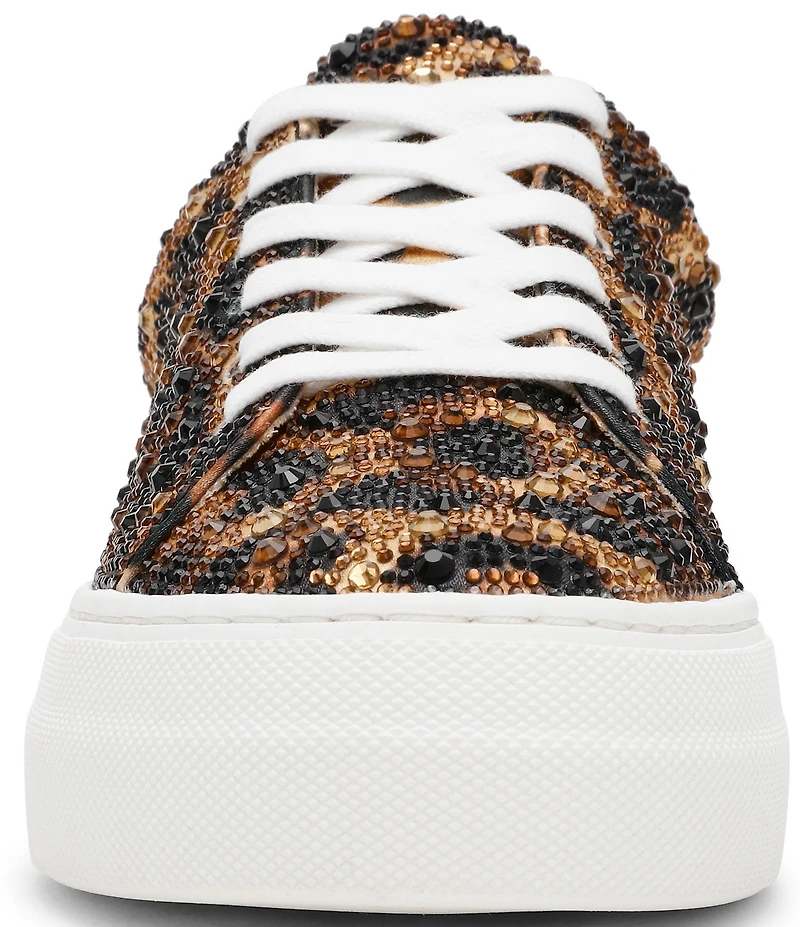 Blue by Betsey Johnson Sidny Leopard Print Rhinestone Embellished Platform Sneakers