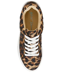 Blue by Betsey Johnson Sidny Leopard Print Rhinestone Embellished Platform Sneakers