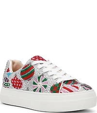 Blue by Betsey Johnson Sidny Ornament Print Rhinestone Platform Sneakers