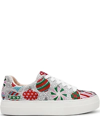 Blue by Betsey Johnson Sidny Ornament Print Rhinestone Platform Sneakers