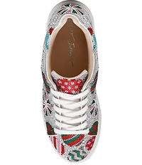 Blue by Betsey Johnson Sidny Ornament Print Rhinestone Platform Sneakers