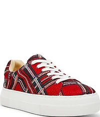 Blue by Betsey Johnson Sidny Plaid Print Rhinestone Platform Sneakers