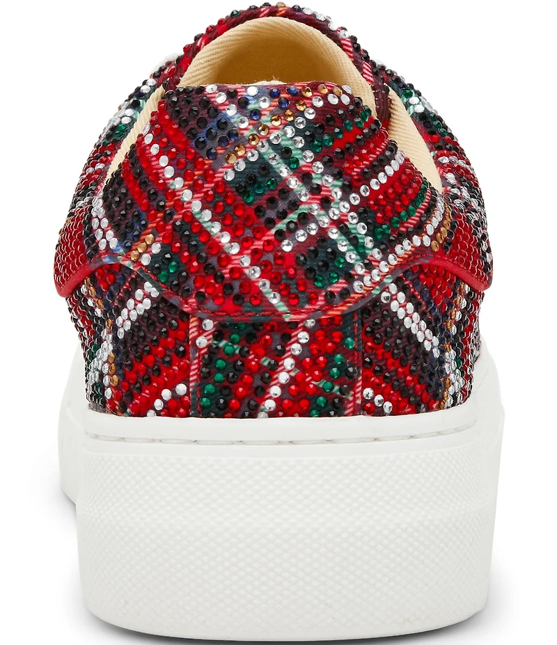 Blue by Betsey Johnson Sidny Plaid Print Rhinestone Platform Sneakers