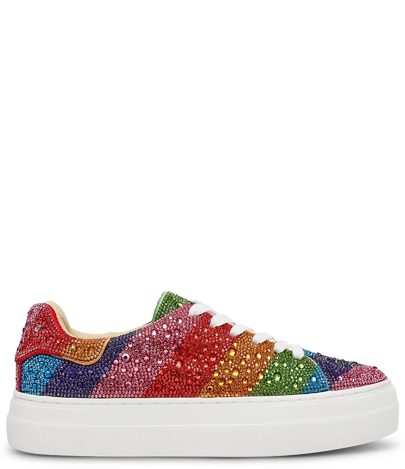 Blue by Betsey Johnson Sidny Rainbow Rhinestone Platform Sneakers