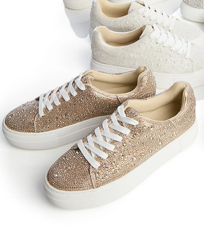 Blue by Betsey Johnson Sidny Rhinestone Embellished Family Matching Platform Lace Up Sneakers