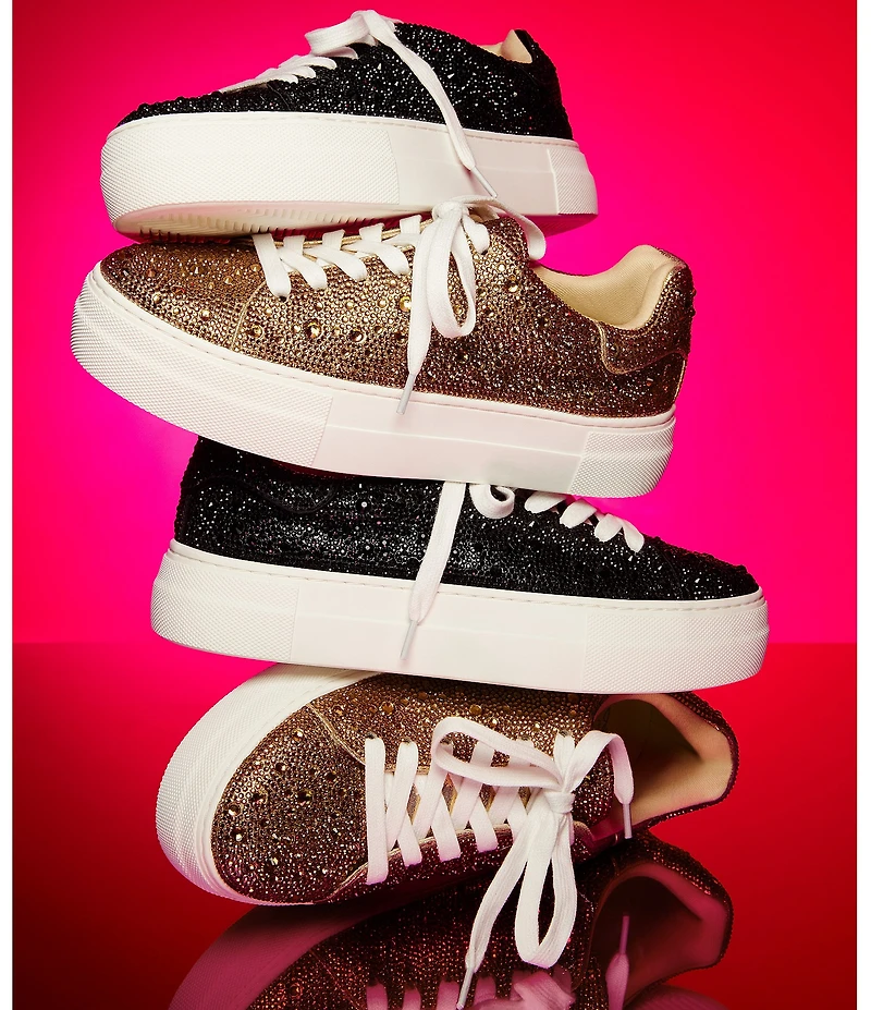 Blue by Betsey Johnson Sidny Rhinestone Embellished Family Matching Platform Lace Up Sneakers