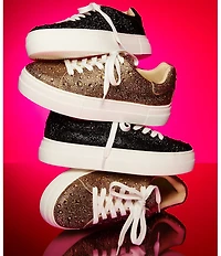 Blue by Betsey Johnson Sidny Rhinestone Embellished Family Matching Platform Lace Up Sneakers