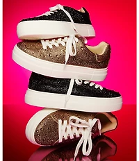 Blue by Betsey Johnson Sidny Rhinestone Embellished Family Matching Platform Lace Up Sneakers
