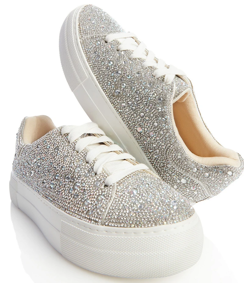 Blue by Betsey Johnson Sidny Rhinestone Embellished Family Matching Platform Lace Up Sneakers