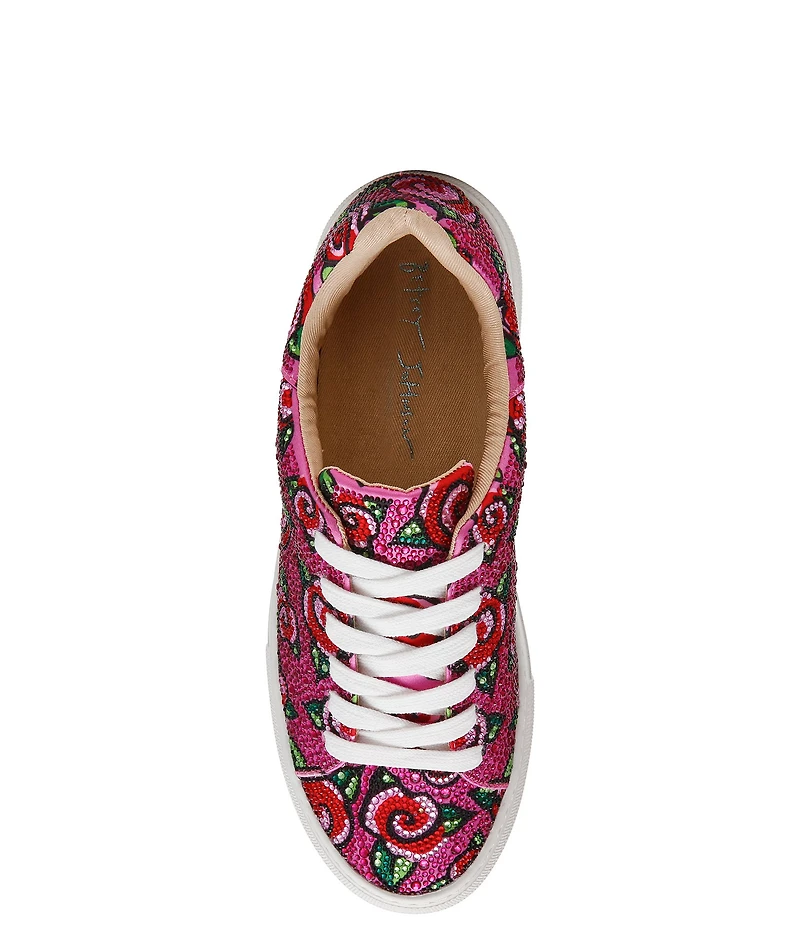 Blue by Betsey Johnson Sidny Rose Print Rhinestone Platform Sneakers