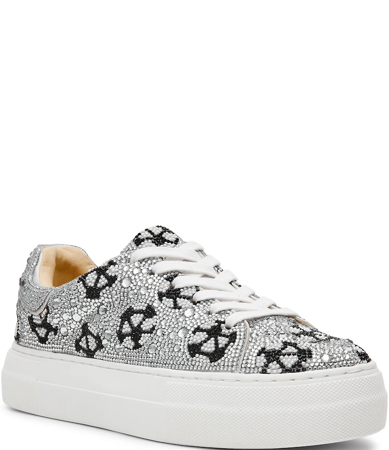 Blue by Betsey Johnson Sidny Soccer Print Rhinestone Platform Sneakers