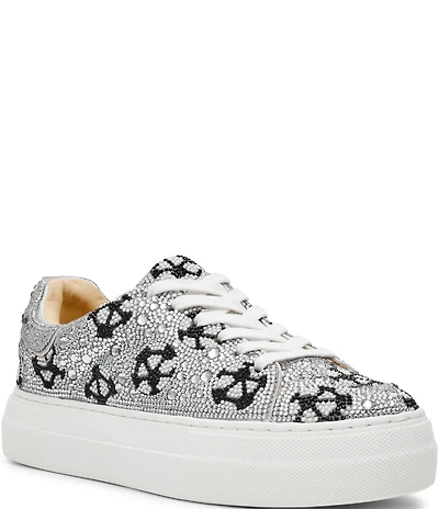 Blue by Betsey Johnson Sidny Soccer Print Rhinestone Platform Sneakers