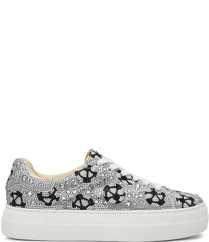 Blue by Betsey Johnson Sidny Soccer Print Rhinestone Platform Sneakers