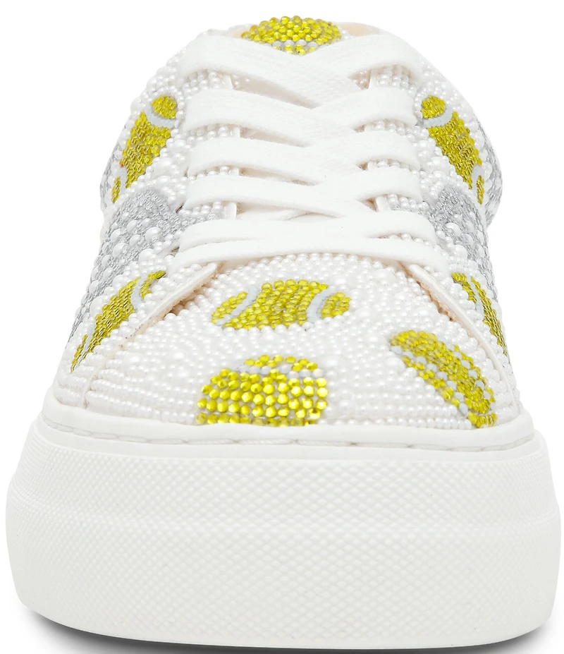 Blue by Betsey Johnson Sidny Tennis Print Rhinestone Platform Sneakers