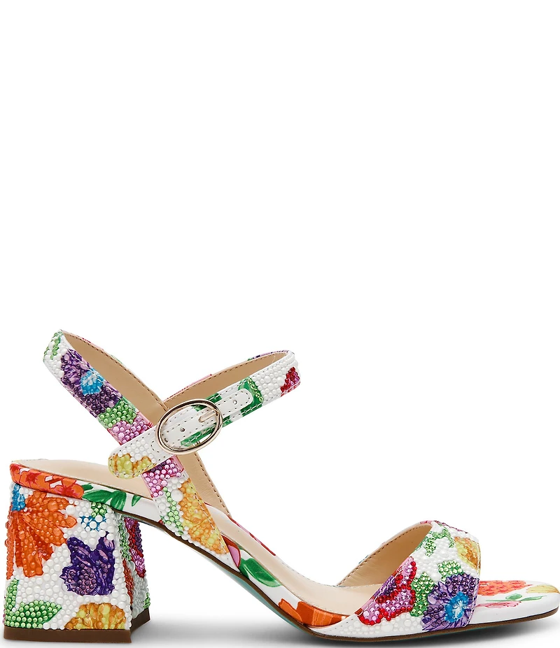 Blue by Betsey Johnson Tamy Floral Pearl Embellished Dress Sandals