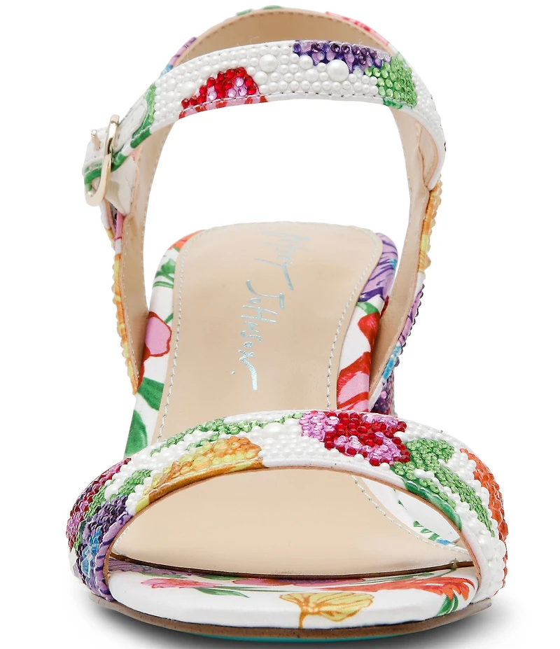 Blue by Betsey Johnson Tamy Floral Pearl Embellished Dress Sandals