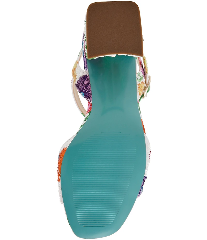 Blue by Betsey Johnson Tamy Floral Pearl Embellished Dress Sandals