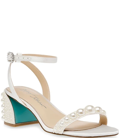 Blue by Betsey Johnson Tina Satin Pearl Ornamented Dress Sandals