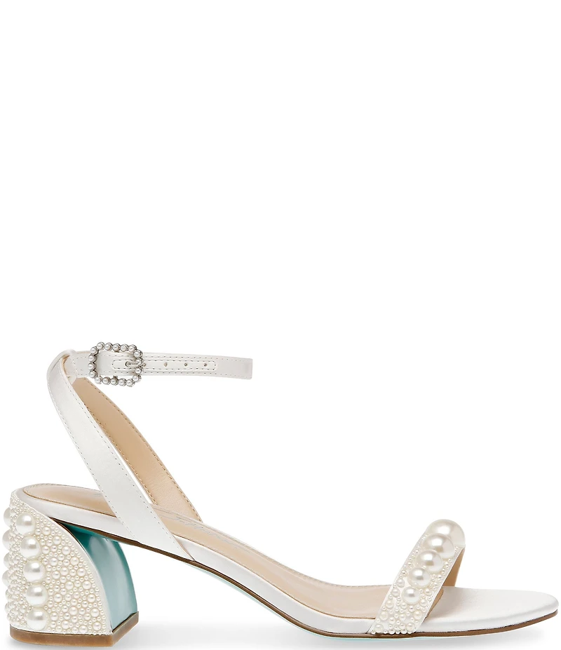 Blue by Betsey Johnson Tina Satin Pearl Ornamented Dress Sandals