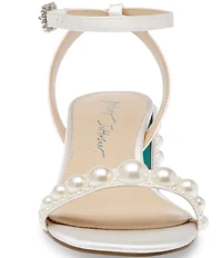 Blue by Betsey Johnson Tina Satin Pearl Ornamented Dress Sandals