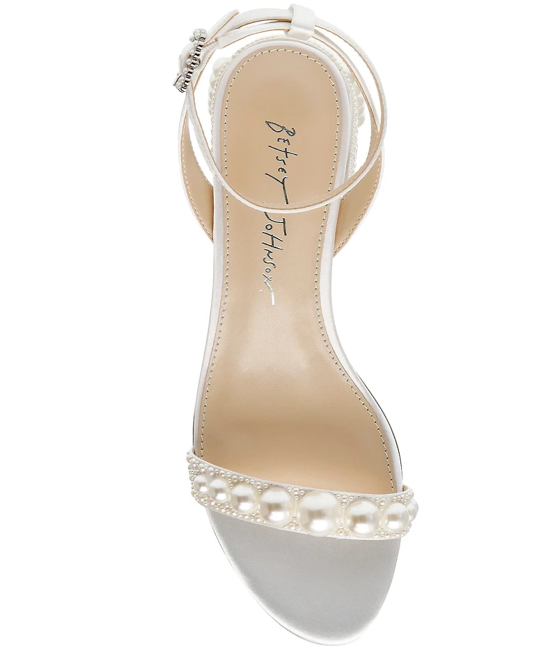 Blue by Betsey Johnson Tina Satin Pearl Ornamented Dress Sandals