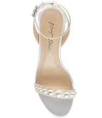 Blue by Betsey Johnson Tina Satin Pearl Ornamented Dress Sandals