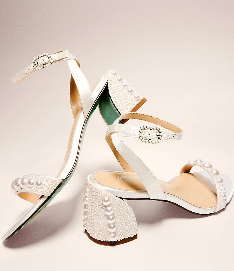 Blue by Betsey Johnson Tina Satin Pearl Ornamented Dress Sandals