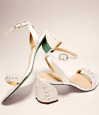 Blue by Betsey Johnson Tina Satin Pearl Ornamented Dress Sandals