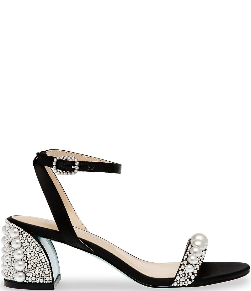 Blue by Betsey Johnson Tina Satin Pearl Ornamented Dress Sandals