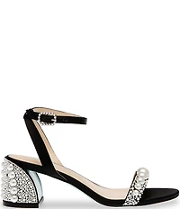 Blue by Betsey Johnson Tina Satin Pearl Ornamented Dress Sandals