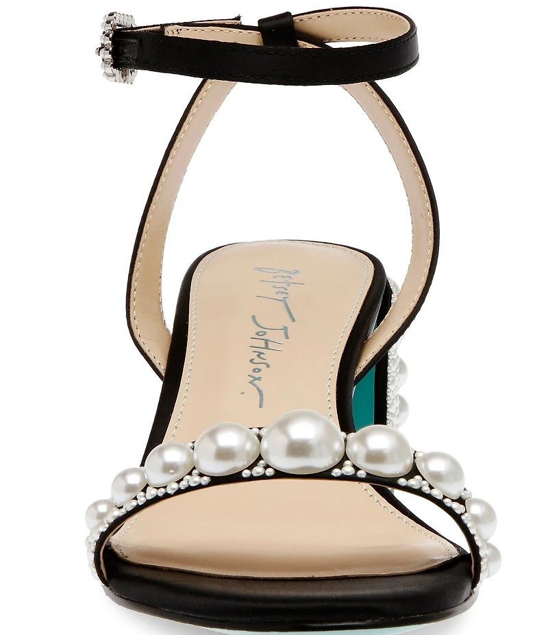 Blue by Betsey Johnson Tina Satin Pearl Ornamented Dress Sandals