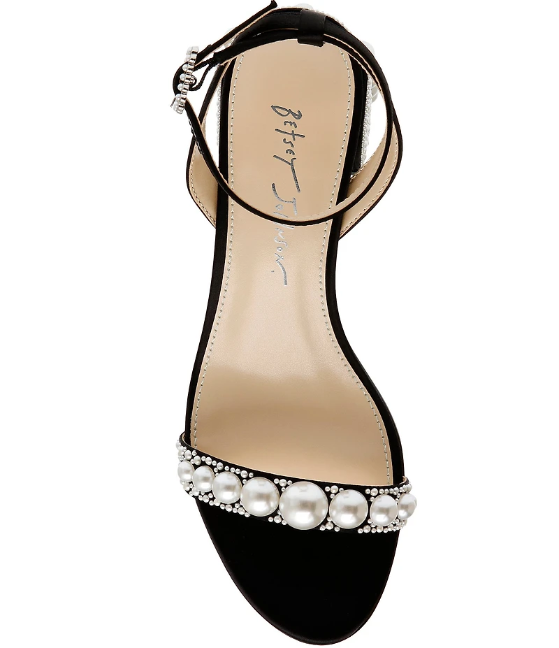 Blue by Betsey Johnson Tina Satin Pearl Ornamented Dress Sandals