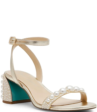 Blue by Betsey Johnson Tina Satin Pearl Ornamented Dress Sandals
