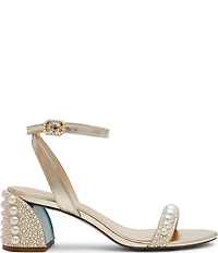 Blue by Betsey Johnson Tina Satin Pearl Ornamented Dress Sandals